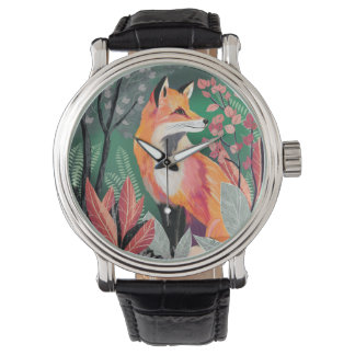 Fuchs Zauberwald Hand-Painted Nature Illustrations Armbandsur