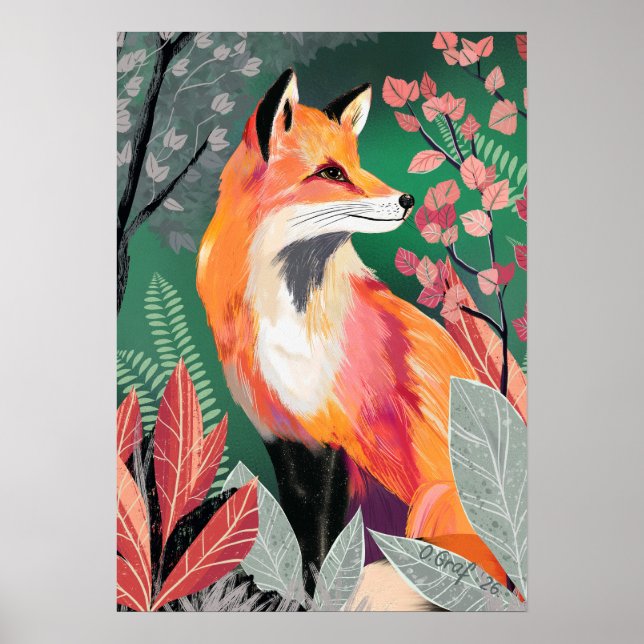 Fuchs Zauberwald Hand-Painted Nature Illustrations Poster (Framsidan)