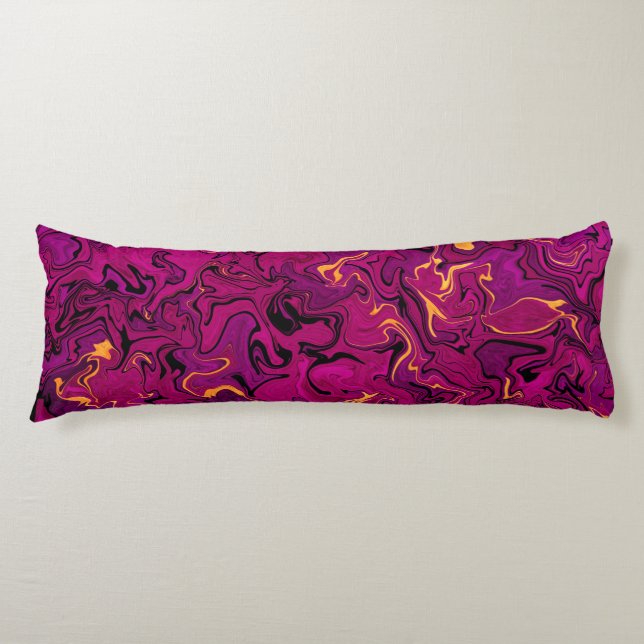 Fuchsia abstrakt fluid art, fet rosa struktur krop kroppskudde (Framsidan)