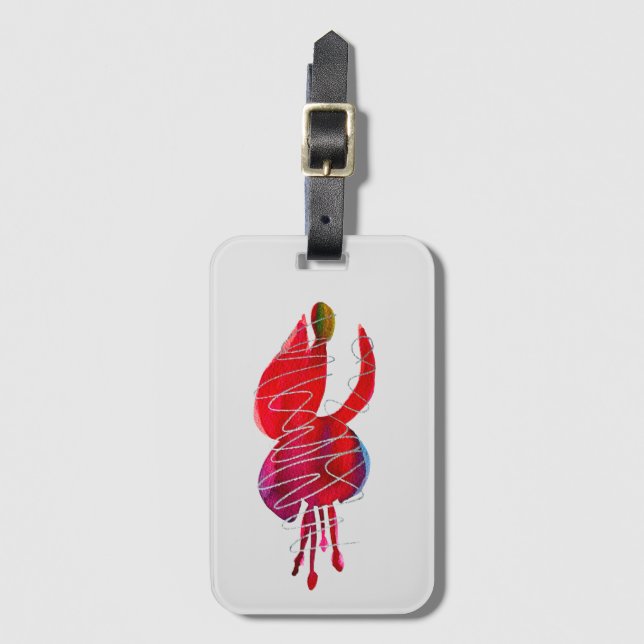 Fuchsia abstrakt vattenfärgsblommigt bagagebricka (Framsida vertikal)