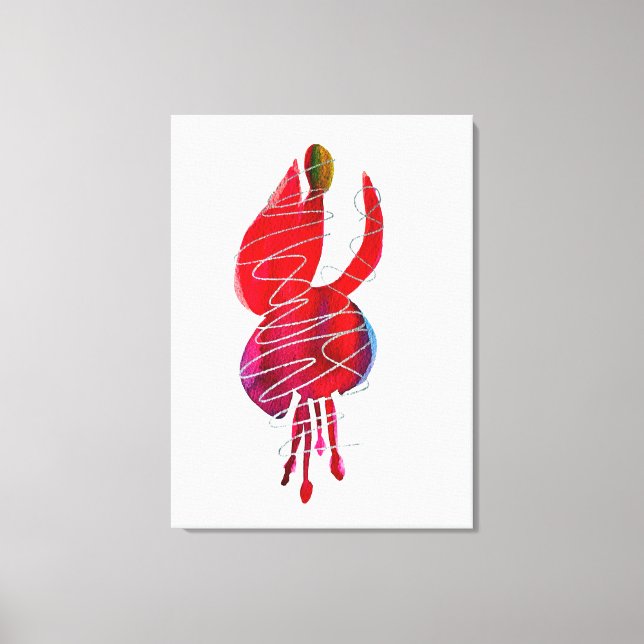 Fuchsia abstrakt vattenfärgsblommigt canvastryck (Framsida)