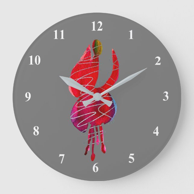 Fuchsia abstrakt vattenfärgsblommigt stor klocka (Framsida)