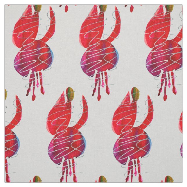 Fuchsia abstrakt vattenfärgsblommigt tyg (Provkarta)