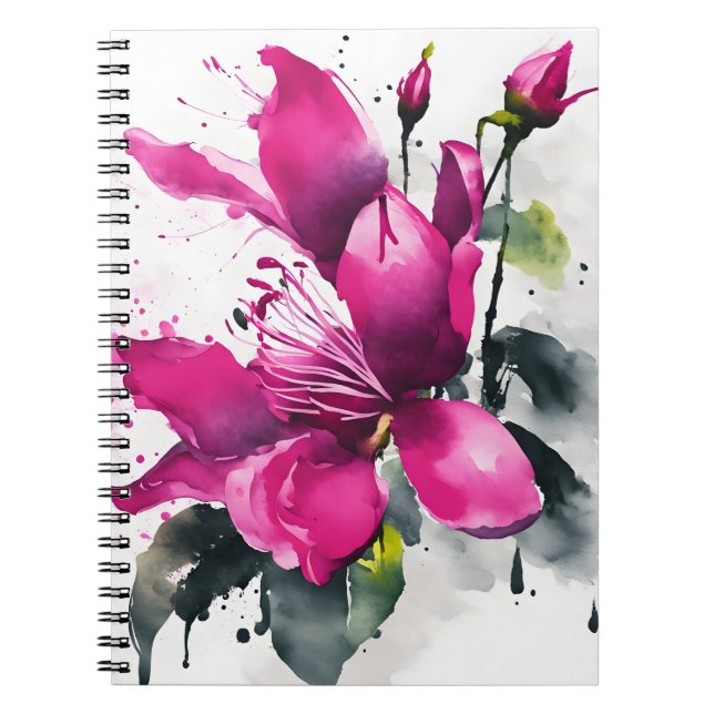 Fuchsia - Akvarellblommor Anteckningsbok (Framsidan)