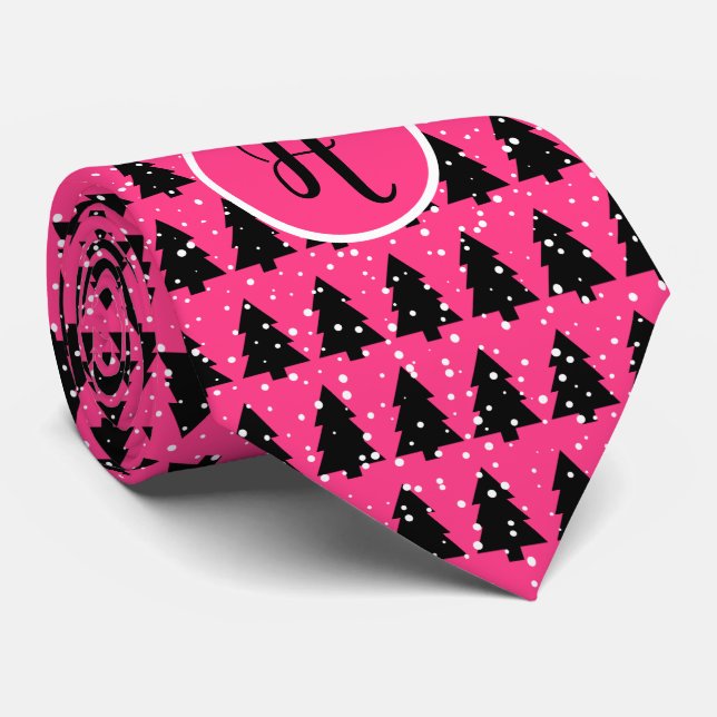 Fuchsia and Black Monogram Julgran Neck Tie Slips (Rullad)