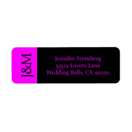 Fuchsia and Black Wedding Return Address Label Returadress Etikett