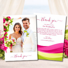 Fuchsia and Lime Green Wedding Thank You Card Tack Kort