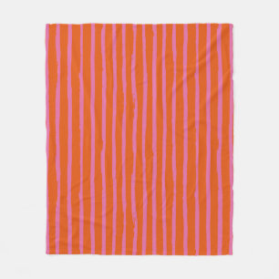 Fuchsia and Orange Grunge Bold Stokes Linjer Patte Fleecefilt