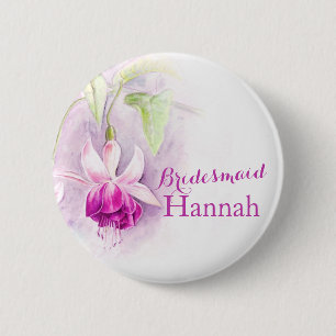 Fuchsia anpassningsbar bridesmaid round badg knapp