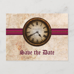 Fuchsia Antique Clock Save Date Postcard Meddelande Vykort