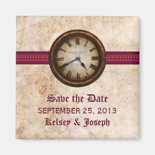 Fuchsia Antique Clock Spara datum magneter