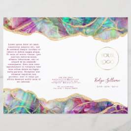 Fuchsia aquamarine opal design brochure