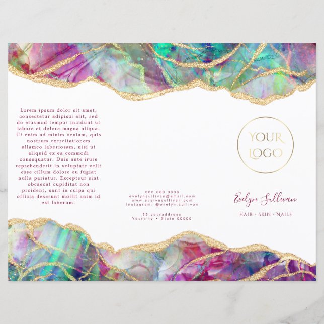 Fuchsia aquamarine opal design brochure (Framsida)
