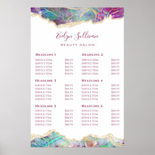 Fuchsia Aquamarine Opal Design Pris List Poster