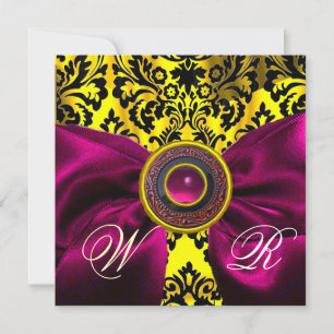 FUCHSIA BAND GULD GUL SVART DAMAST MONOGRAM INBJUDNINGAR