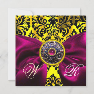 FUCHSIA BAND GULD GUL SVART DAMAST MONOGRAM INBJUDNINGAR