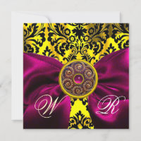 FUCHSIA BAND GULD GUL SVART DAMAST MONOGRAM