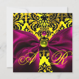 FUCHSIA BAND GULD GUL SVART DAMAST MONOGRAM INBJUDNINGAR