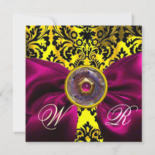 FUCHSIA BAND GULD GUL SVART DAMAST MONOGRAM INBJUDNINGAR