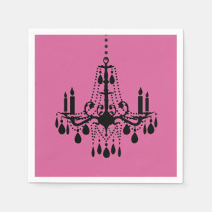Fuchsia & Black Chandelier Napkin Pappersservett