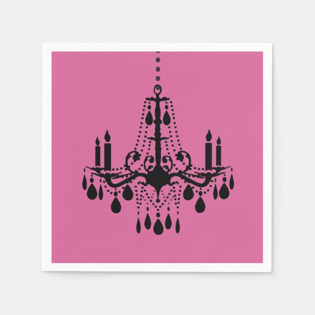 Fuchsia & Black Chandelier Napkin Pappersservett (Framsidan)