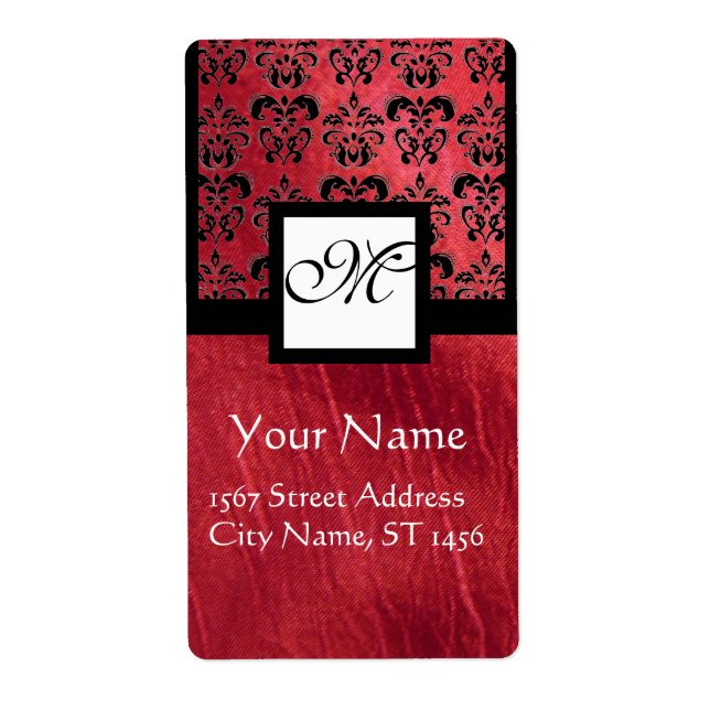 FUCHSIA BLACK RED SILKE DAMASK, SQUARE MONOGRAM FRAKTSEDEL (Framsidan)