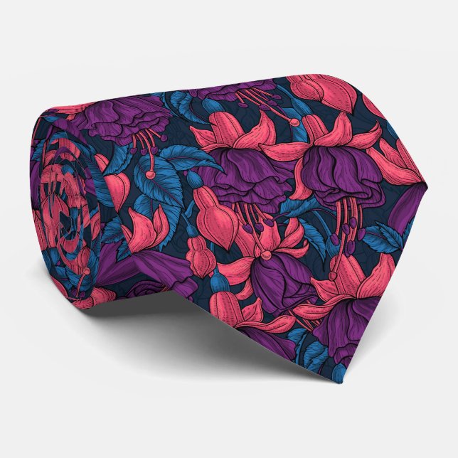 Fuchsia (blått och lila) slips (Rullad)