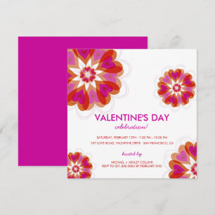Fuchsia Blomma Kärlek Hjärtan Valentine Fest Inbju Inbjudningar