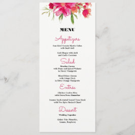 Fuchsia Blommigt Black Rand Bröllop Menu-kort Meny