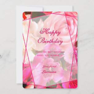 Fuchsia Blommor Glad Födelsedagskort Tack Kort