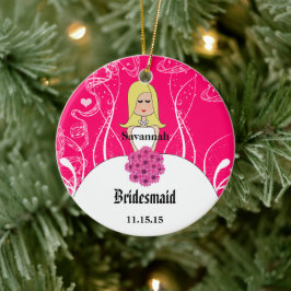 Fuchsia Blonde Bröllop Gown Bridesmaid Ornament