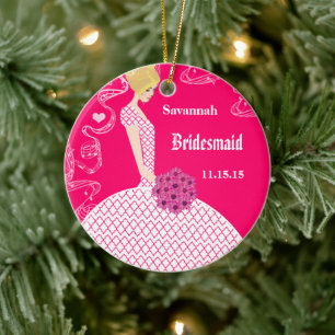 Fuchsia Blont Bröllopsklänning Brudtärna Ornament
