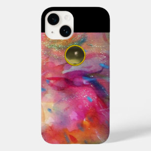 FUCHSIA BLUE ROSA ABSTRAKT Grått Agate Gemstone