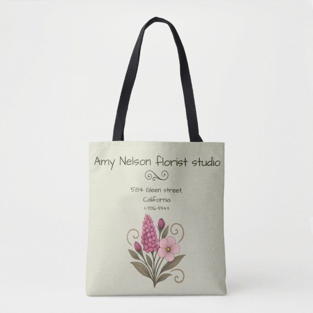Fuchsia & Blush Floral Tote Bag – Botanical Design Tygkasse (Framsida)