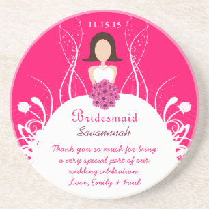 Fuchsia Brunette Bridesmaid Bröllop Gown Underlägg Sandsten