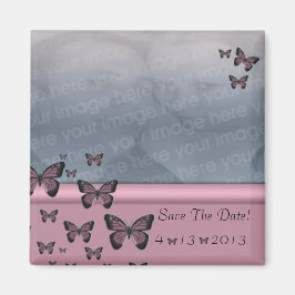 Fuchsia Butterflies sparar datumet Magnet
