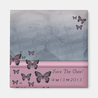 Fuchsia Butterflies sparar datumet Magnet