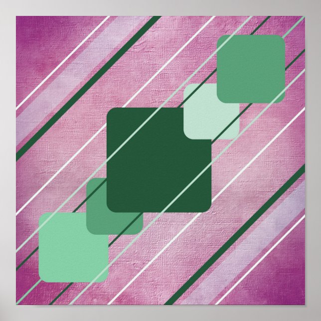 Fuchsia Canvas Grön Geometrisk AP0010 Affischer (Framsidan)