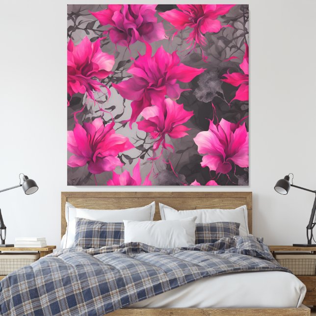 Fuchsia & Charcol Fält AI art Canvastryck (Insitu (sovrum))