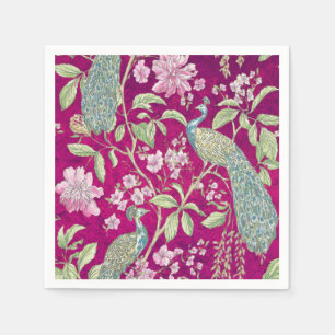 Fuchsia Chinoiserie blommigt för pålning Pappersservett