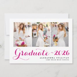 Fuchsia Class of 2025 Photo Collage Studenten Inbjudningar