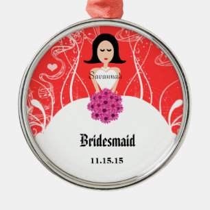 Fuchsia & Coral Bröllop Gown Bridesmaid Ornament