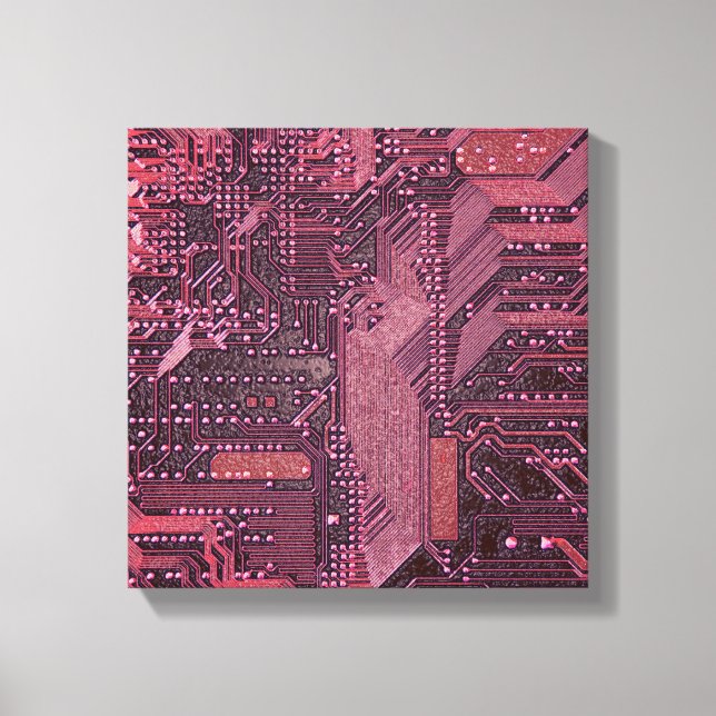 Fuchsia Cyber Circuit Board Tech Art Electronics Canvastryck (Framsida)