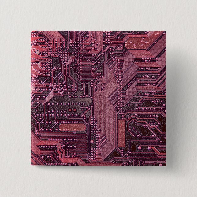 Fuchsia Cyber Circuit Board Tech Art Electronics Knapp (Framsida)
