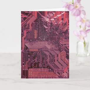 Fuchsia Cyber Circuit Board Tech Art Electronics Kort