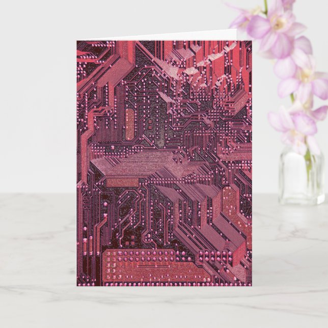 Fuchsia Cyber Circuit Board Tech Art Electronics Kort (Orkide)