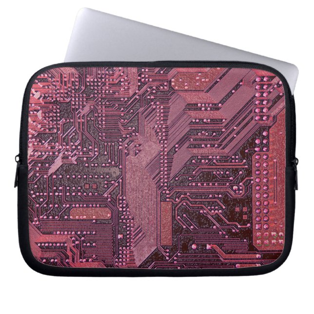 Fuchsia Cyber Circuit Board Tech Art Electronics Laptop Fodral (Framsidan)
