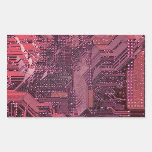 Fuchsia Cyber Circuit Board Tech Art Electronics Rektangulärt Klistermärke