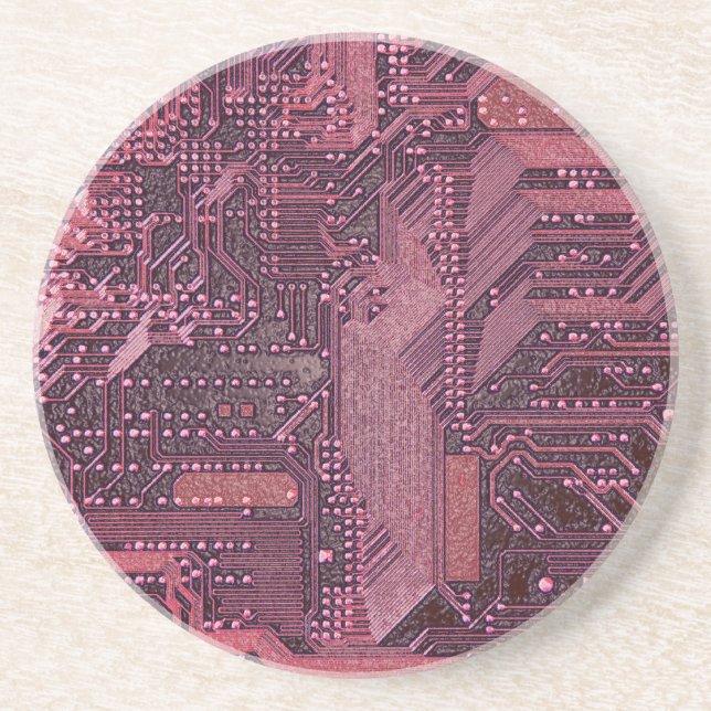 Fuchsia Cyber Circuit Board Tech Art Electronics Underlägg (Framsidan)