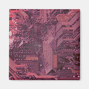 Fuchsia Cyber Kretskort Tech Konst Elektronik Magnet